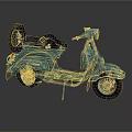 Vintage Blue Scooter With Black Seat Spare Tire And Worn Classic Design