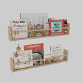 Wooden Bookshelf With Colorful Children's Books And Wooden Animal Figurines