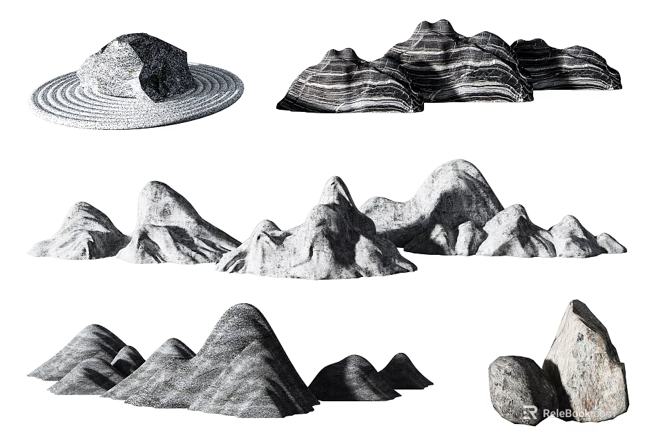 Decorative Natural Stacked Stone Mountain Shaped Garden Ornaments for Landscape 3d model 