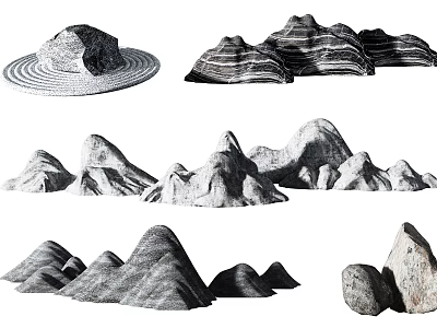 Decorative Natural Stacked Stone Mountain Shaped Garden Ornaments for Landscape 3d model