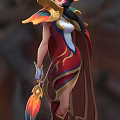 Female Warrior Character With Phoenix Inspired Colorful Feather Costume And Mythical Creature Design