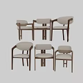 Modern Minimalist Dining Chairs With Light Upholstery And Dark Wood Frames