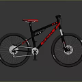 Black Mountain Bicycle With Red Seat Sturdy Frame And Off Road Tires Design