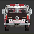 Red and White Fire Truck with Ladder Water Tank and Emergency Lights for Firefighting Operations