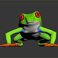 Striking Green Reptile With Red Eyes Orange Toes And Blue Yellow Body Patterns