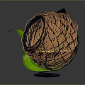 Woven Spherical Decorative Furniture With Green Leaves Yellow Interior And Dark Base