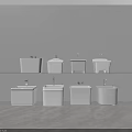 Modern White Utility Basins With Faucets Arranged On Shelves For Home Use