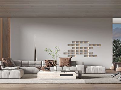 Modern living room sofa coffee table combination model