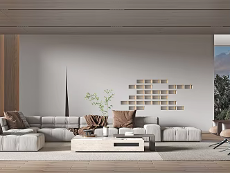 Modern living room sofa coffee table combination 3d model