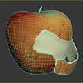 Fresh Red And Orange Apple With Partially Peeled Skin Revealing White Flesh On Dark Background