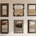 Multiple Decorative Wall Mirrors with Various Ornate Frame Designs and Styles 3d model