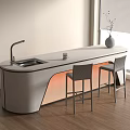 Modern Bar Counter Bar Chair 3d model