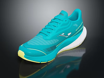 Lightweight Turquoise Running Shoes With Textured Upper And White Yellow Sole Sporty Design 3d model