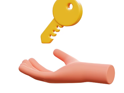 Decorative Ornament Set with Pink Hand and Floating Yellow Key for Modern Home Decor 3d model