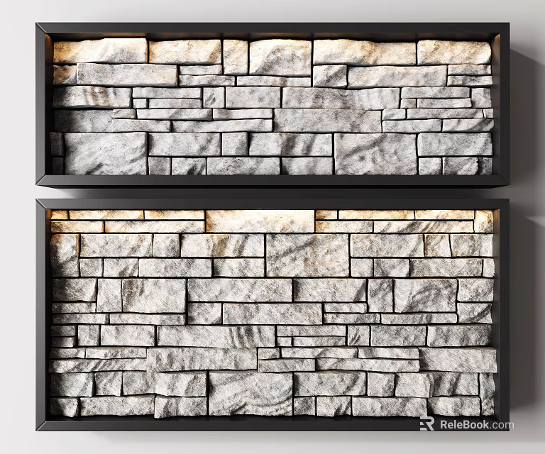 Two Different Stone Wall Designs With Textured Bricks And Natural Lighting 3d model 