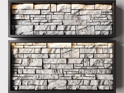Two Different Stone Wall Designs With Textured Bricks And Natural Lighting 3d model