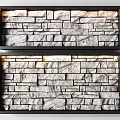 Two Different Stone Wall Designs With Textured Bricks And Natural Lighting