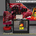 HI-TIGER Brand Exhibition Booth With Black Red Design Products On Shelves And Tire Decoration