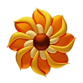 Colorful Vibrant Flower with Orange Yellow Layered Petals and Brown Center in Bright Illustration
