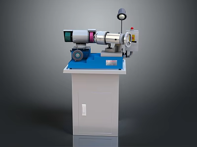 Industrial Grinding Machine With Motor Grinding Wheel Blue Tabletop And Cabinet Base Lamp 3d model
