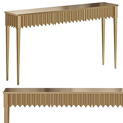 Elegant Modern Gold Console Table With Vertical Striped Design And Sleek Legs 3d model