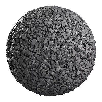 Decorative Spherical Component Made of Black Crushed Stones With Textured Surface 3d model