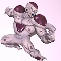 Anime Style Muscular Doll With Purple Armored Shoulders And White Body In Action Pose