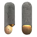Modern Rough Textured Gray Wall Sconces with Warm Light and Golden Base 3d model