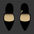Black High Heel Shoes With Red Heels Pointed Toe And Shiny Reflection