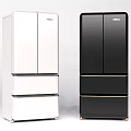 HAIER Modern Double Door Refrigerators in White and Black Stylish Design