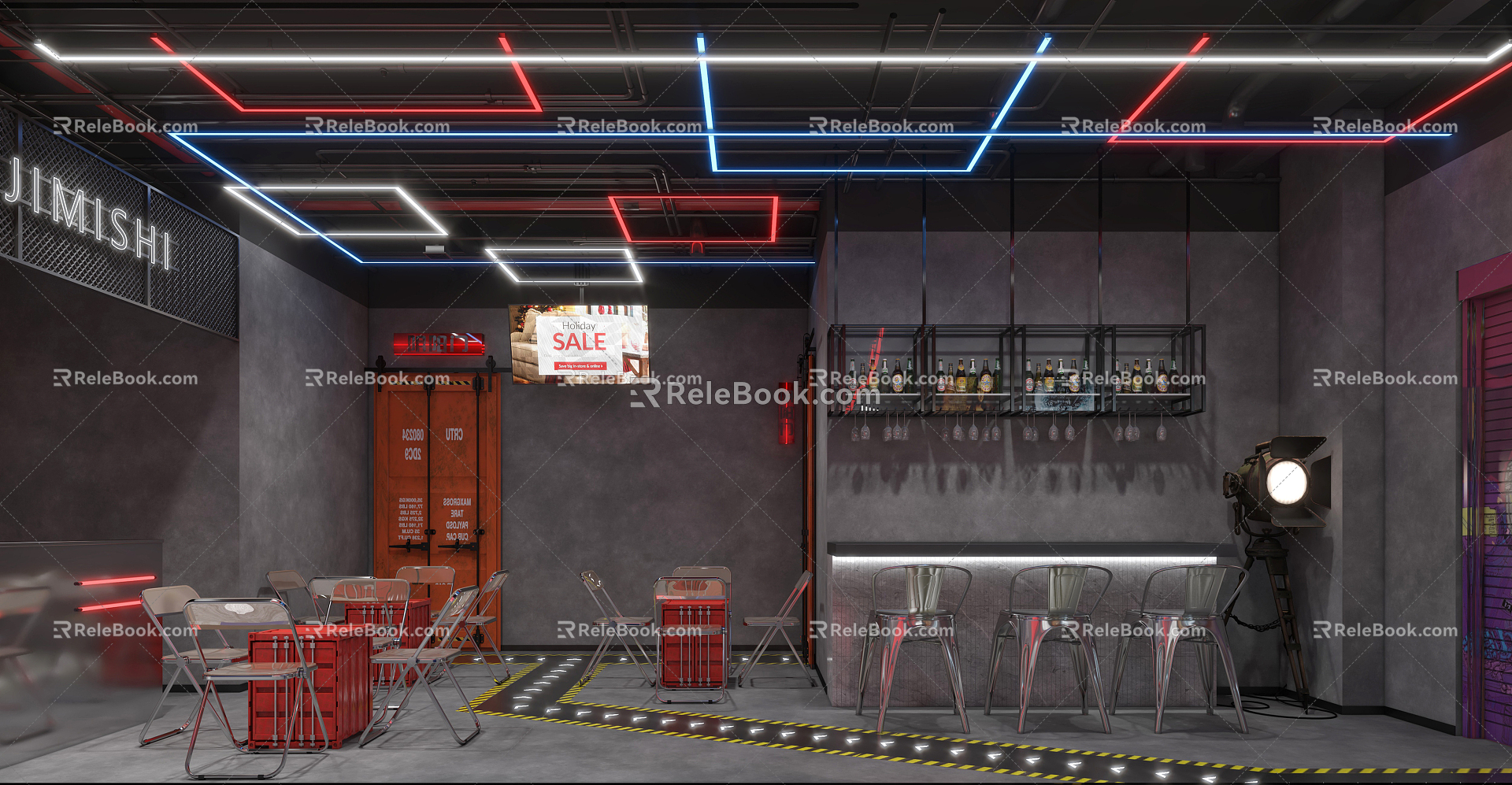 Industrial LOFT Bar Bar Quiet Bar Cashier Water Bar Chamber of Secrets Escape Leisure Chair Playground 3d model