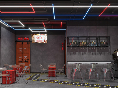 Industrial LOFT Bar Quiet Bar Cashier Water Bar Chamber of Secrets Escape Leisure Chair Playground 3d model