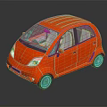 Red Small Car With Sleek Exterior Design And Compact Body Structure
