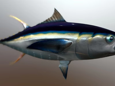 Vibrant Blue and Silver Tuna Fish with Streamlined Body Sharp Fins and Bright Eyes 3d model