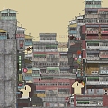 Industrial LOFT Residential Building Kowloon Walled Slum Cyberpunk Urban Residential Building 3d model