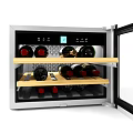 Stainless Steel Wine Cooler With Glass Door Digital Display And Wooden Shelves For Wine Bottles