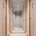 Public Restroom with Gray Walls Round Mirrors Blue Handrails and White Fixtures