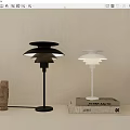 Black and White Modern Table Lamps with Layered Shade Design for Home Living Decor