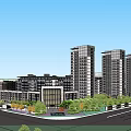Modern Residential Complex With High rise Low rise Buildings Landscaped Gardens And Central Plaza
