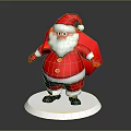 3D Santa Claus Character Standing With Red Outfit White Beard And Gift Bag On Base