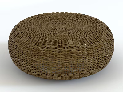 Natural Rattan Woven Round Cushion With Handcrafted Texture For Boho Home Decor 3d model