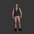 Man In Gray Vest Light Blue Shirt Gray Pants Black Shoes Standing