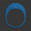 Blue Ornate Ring With Intricate Carvings For Fashion Accessories
