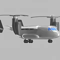 Detailed Gray 3D Rotor Aircraft with Streamlined Body and Cockpit Windows