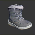 Cozy Gray Snow Boots With Soft Fur Collar And Lace Up Design White Sole