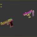 Handgun Weapon With Silver Finish And Black Grips On Reflective Surface