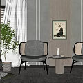 Cozy Window Table And Chairs Set With Sunlight Through Blinds Potted Plant And Decorative Artwork