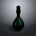 Elegant Green Glass Bottle With Spherical Cap As Decorative Household Item