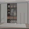 Modern Wardrobe Design With Sliding Glass Doors Hanging Clothes And Storage Shelves