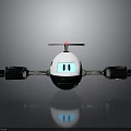 White Biomechanical Robot Character With Blue Eyes Red Top And Black Arms